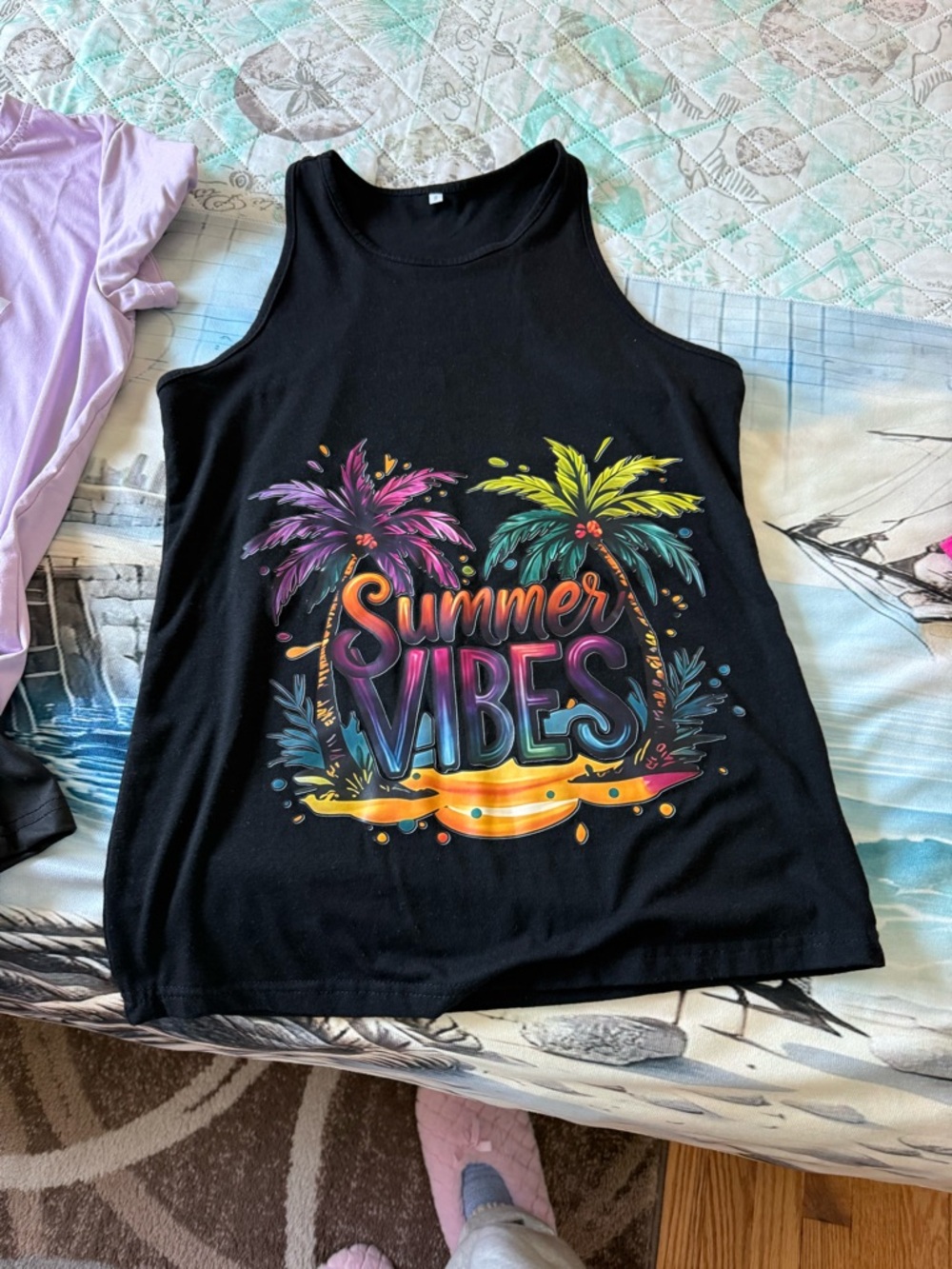 New Set of 4 Graphic Tees/Tank Squirrel & Summer Decals